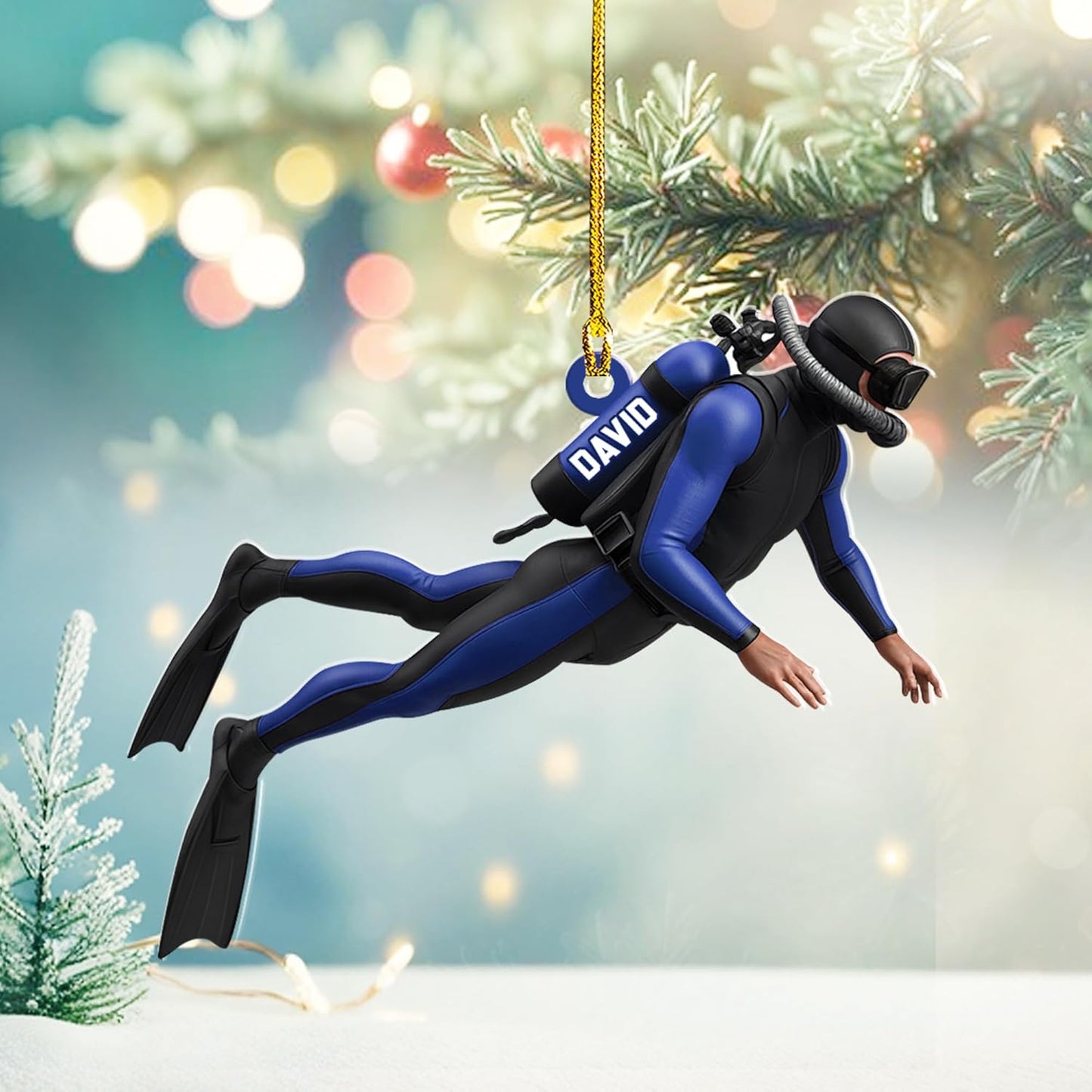 Custom Scuba Diver Ornament – Personalized Acrylic Christmas Tree Decoration, Gift for Divers and Swimmers TSD27