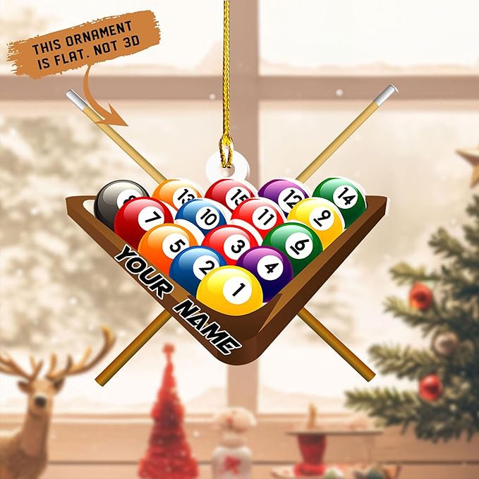 Personalized Billiards Ornament 2025, Billiards Christmas Ornaments N16
