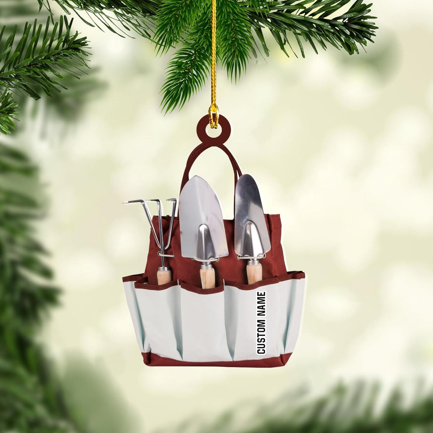 Personalized Gardening Acrylic Ornament – Custom Name Garden Tools Christmas Tree Decoration for Gardeners & Plant Lovers TG10