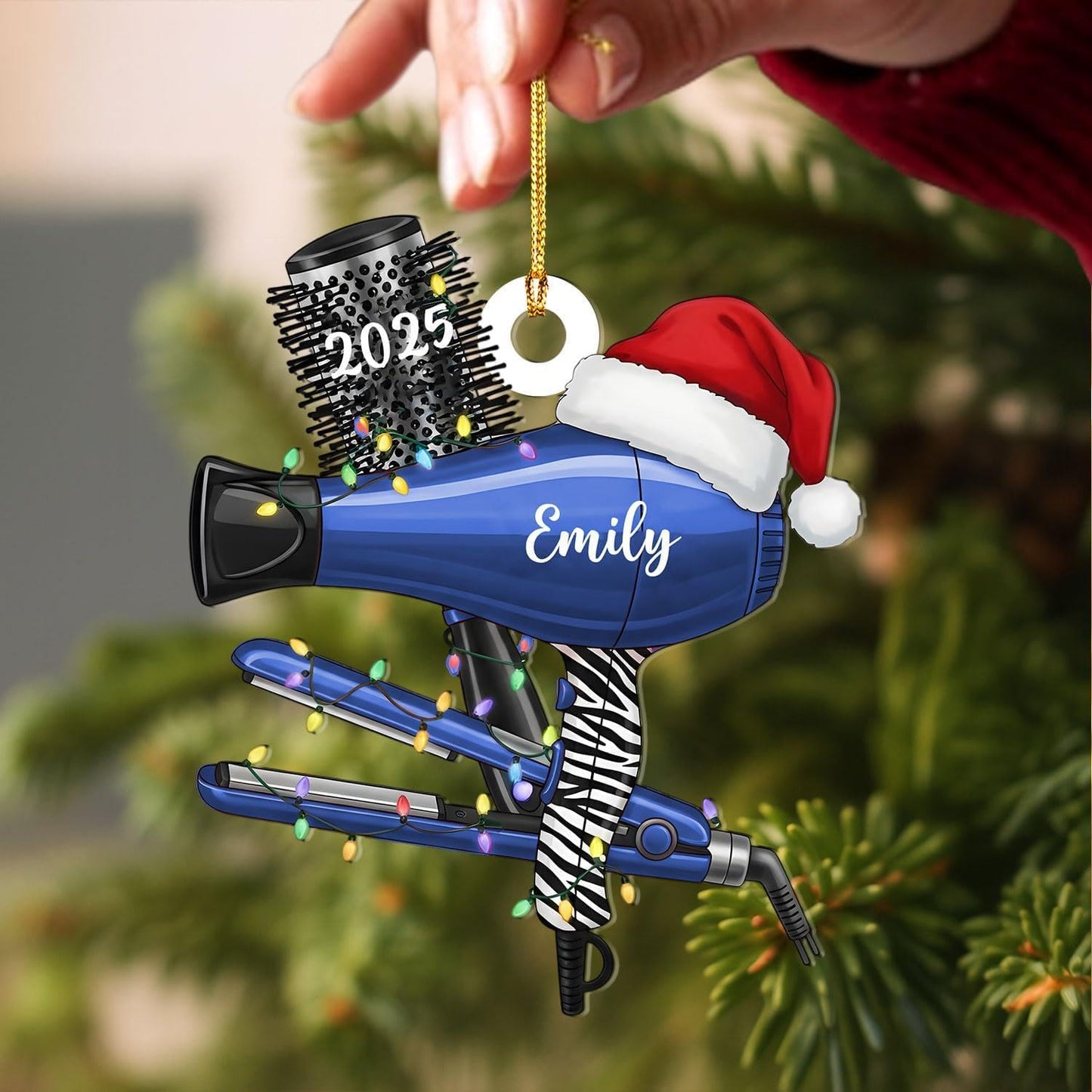Custom Hair Stylist , Hair Salon Christmas Ornament Style 2
