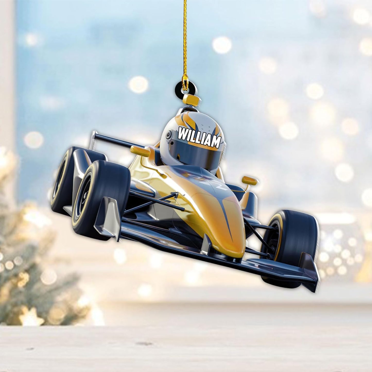 Custom Race Car Christmas Ornament – Personalized Acrylic Racing Car Decoration, Motorsport Gift for Drivers TR8