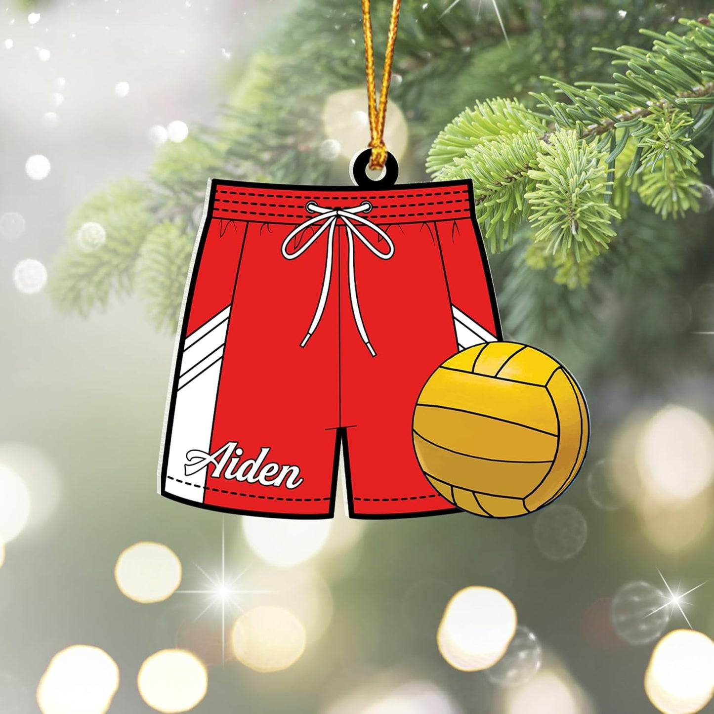 Custom Name Water Polo Ball Christmas Ornament – Personalized Water Polo Ball Ornament, Sport Holiday Tree Decoration, Gift for Water Polo Players TW4
