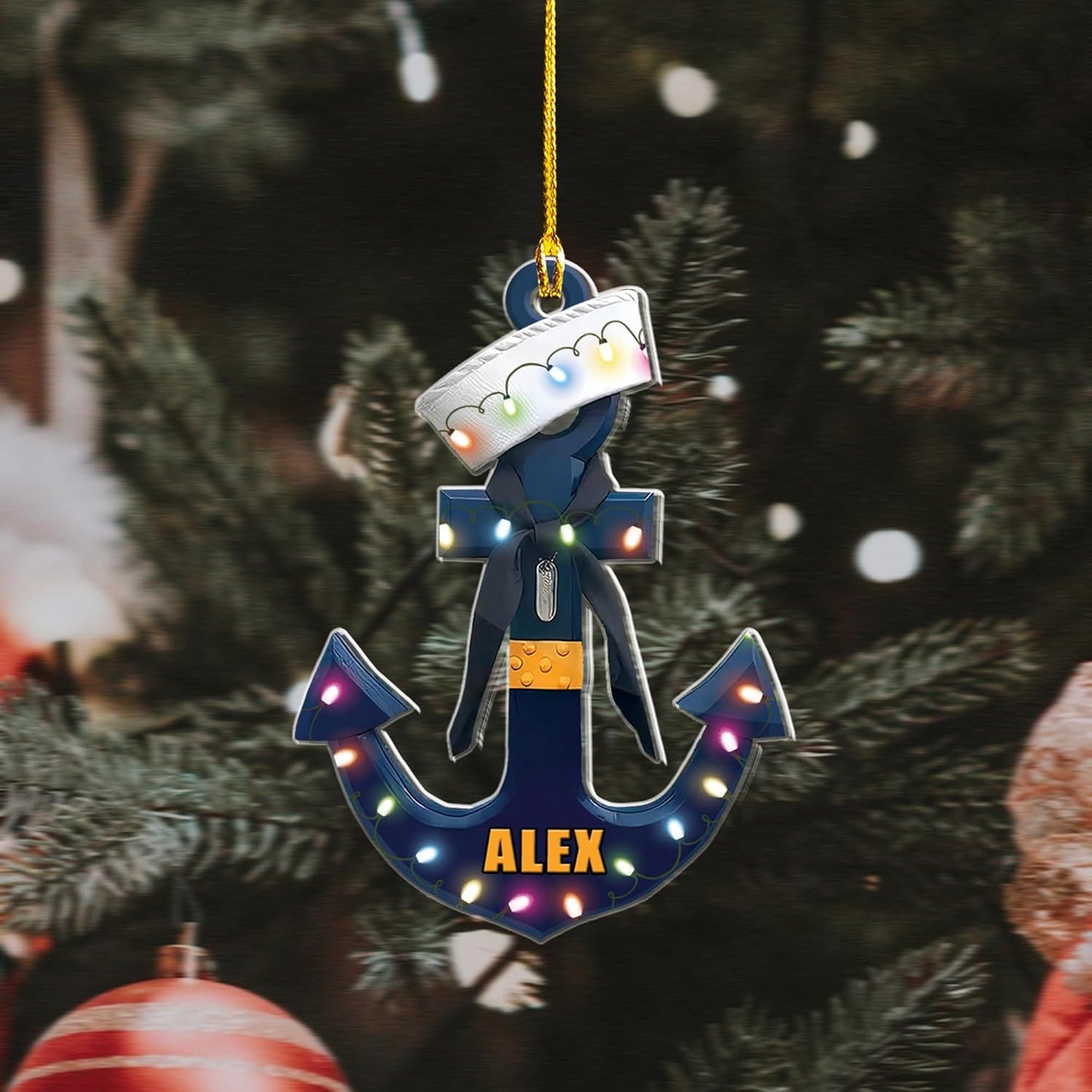 Personalized Sailor Ornament – Custom Captain Sailor Acrylic Ornament, Unique Sailing Glass Keepsake, Navy Captain Holiday Gift for Sailors TS9