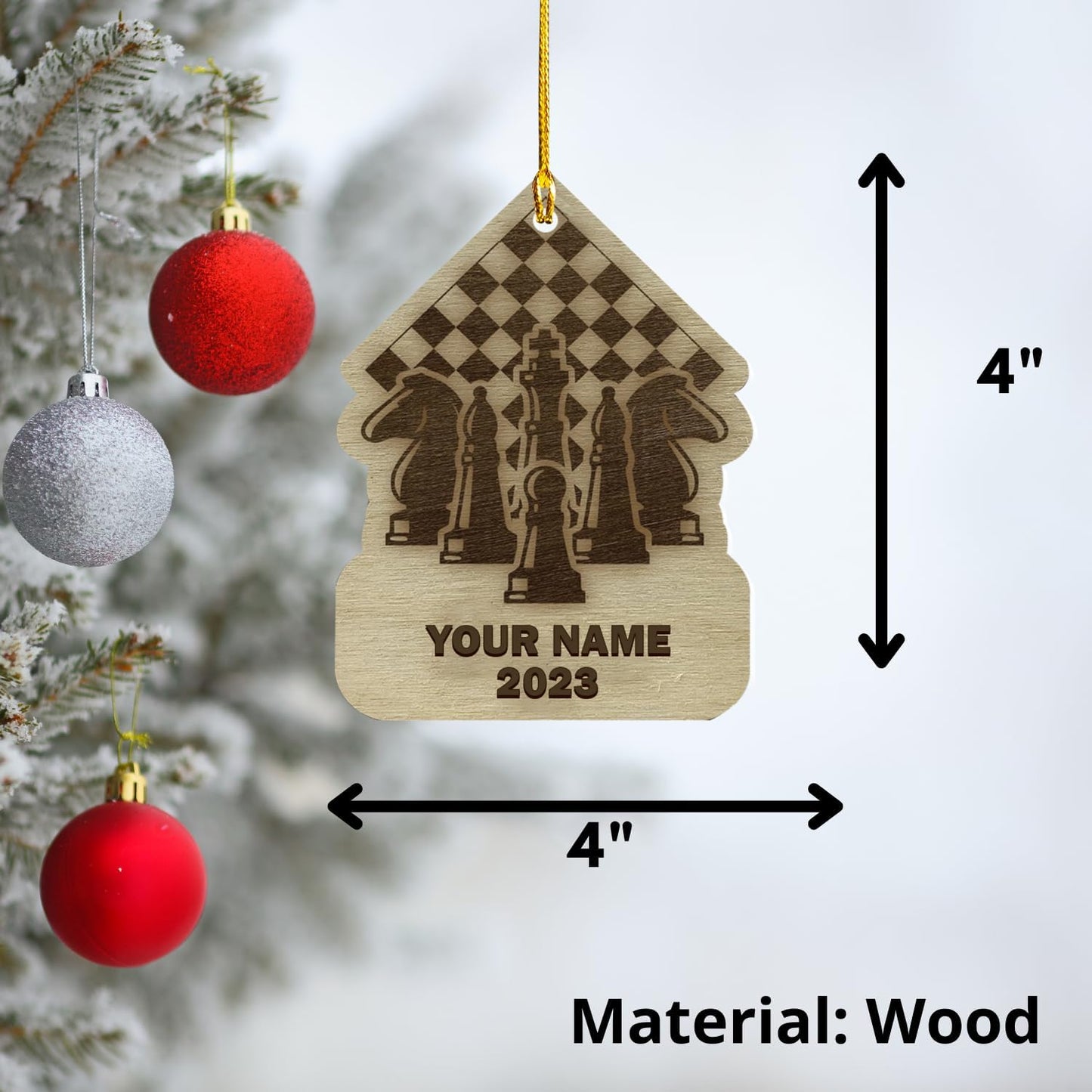 Personalized Name Chess Ornament Gift for Men Women Chess Team Player N07