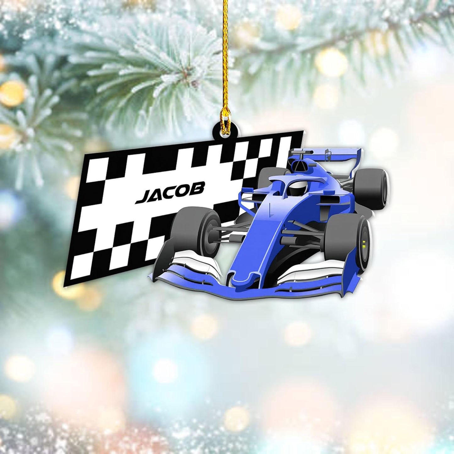 Personalized Racing Car Christmas Ornament – Custom Name Acrylic Race Car Ornament, Driver Gift, Motorsport Holiday Decoration, Car Lover Keepsake TR3