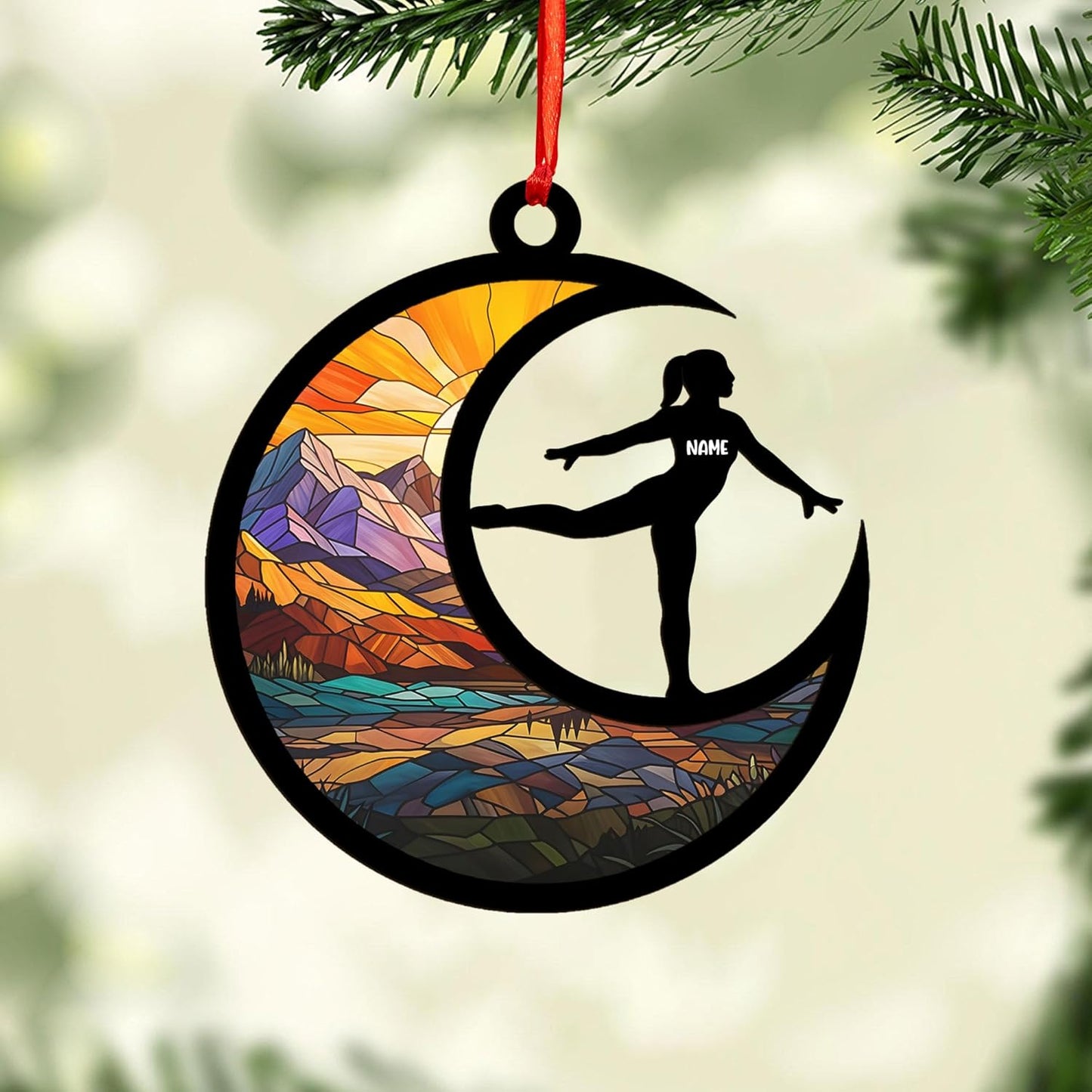 Personalized Name Gymnastics Ornament 2025, Girl Gymnast Ornaments, Wood Ornament for Xmas C09