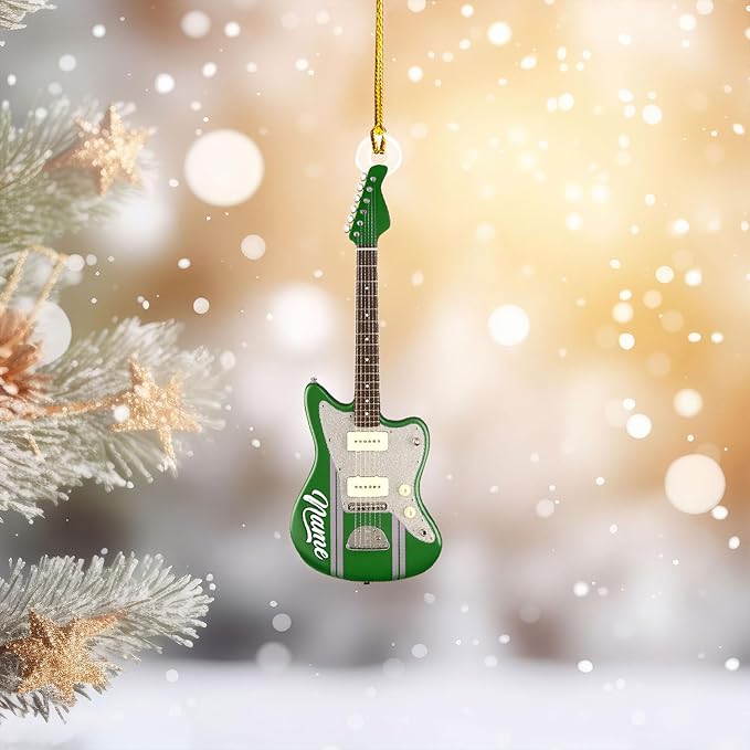 Custom Electric and Acoustic Guitar Christmas Ornament - Guitar Ornament Gift LL24