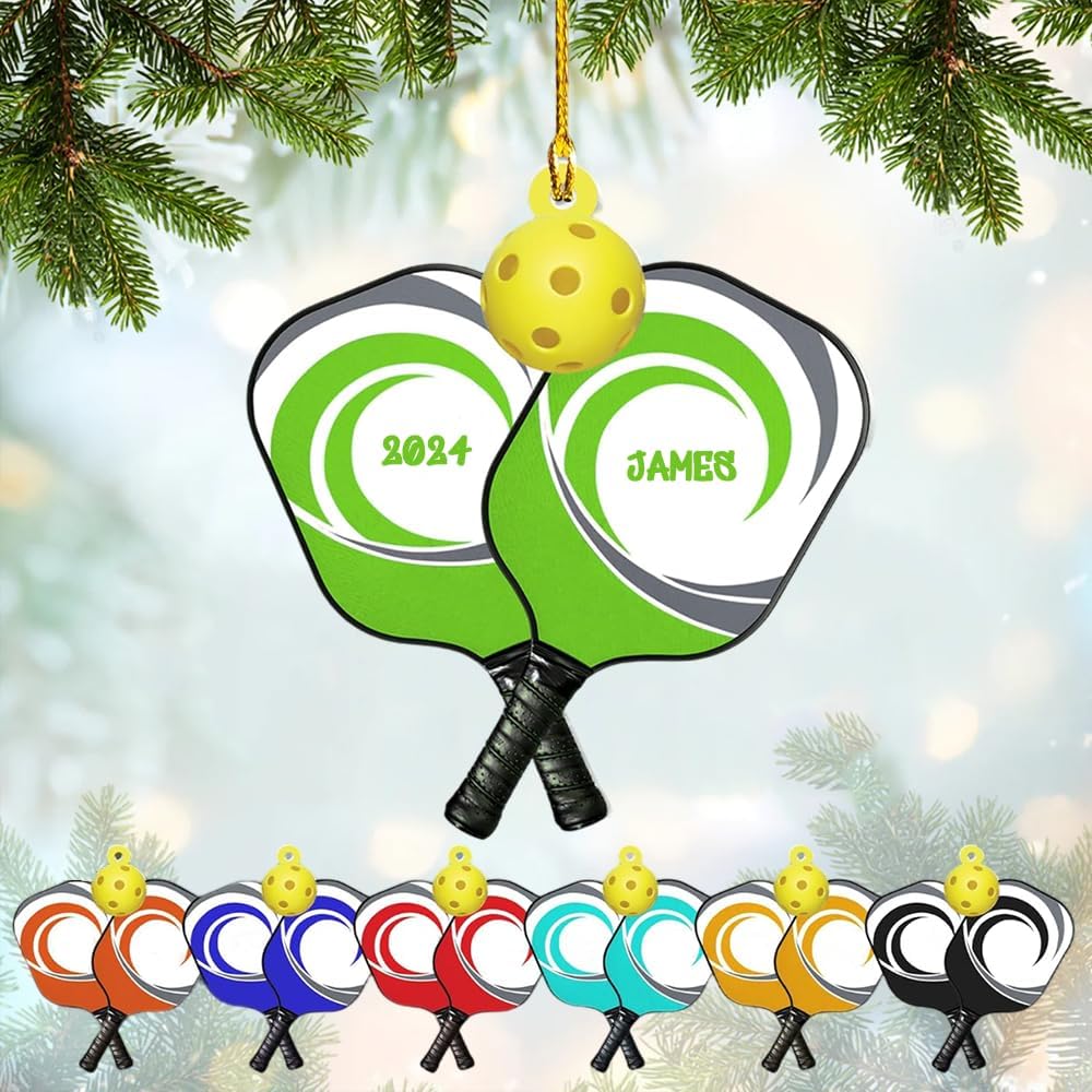 Personalized Pickleball Ornament – Custom Name & Year Paddle and Ball Christmas Ornament 3