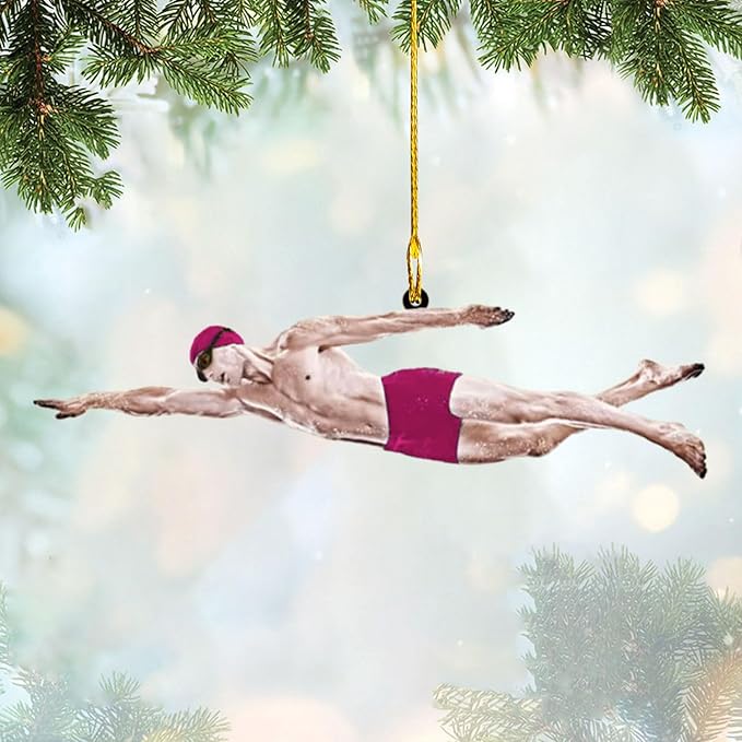 Personalized Swimming Ornament - Custom Swimmer Christmas Gift for Boys, Girls & Pool Lovers LL6