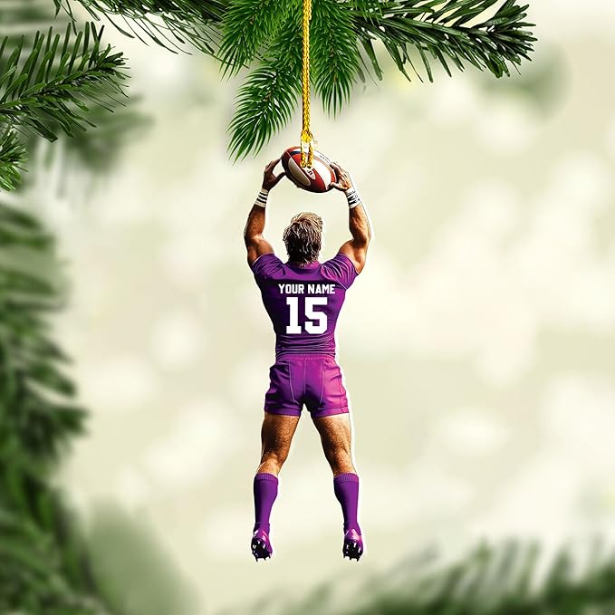 Personalized Rugby Player Christmas Gift for Sports Lovers - Rugby Ornament LL26