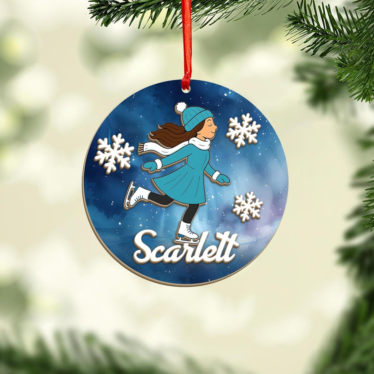 Personalized Ice Skating Christmas Ornament N07