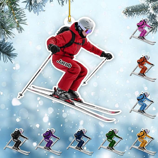 Personalized Snow Skiing Ornament, Custom Colored Skiing Mask Shape Ornament NO4