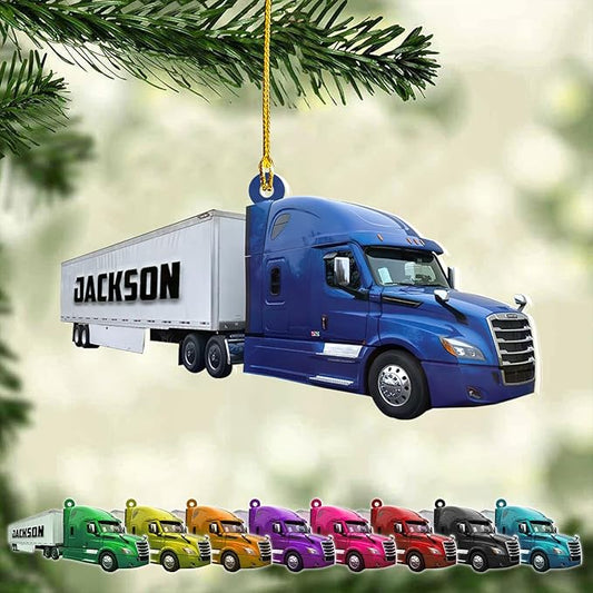 Personalized Semi Truck Christmas Decor - Truck Driver Ornament Gift L10