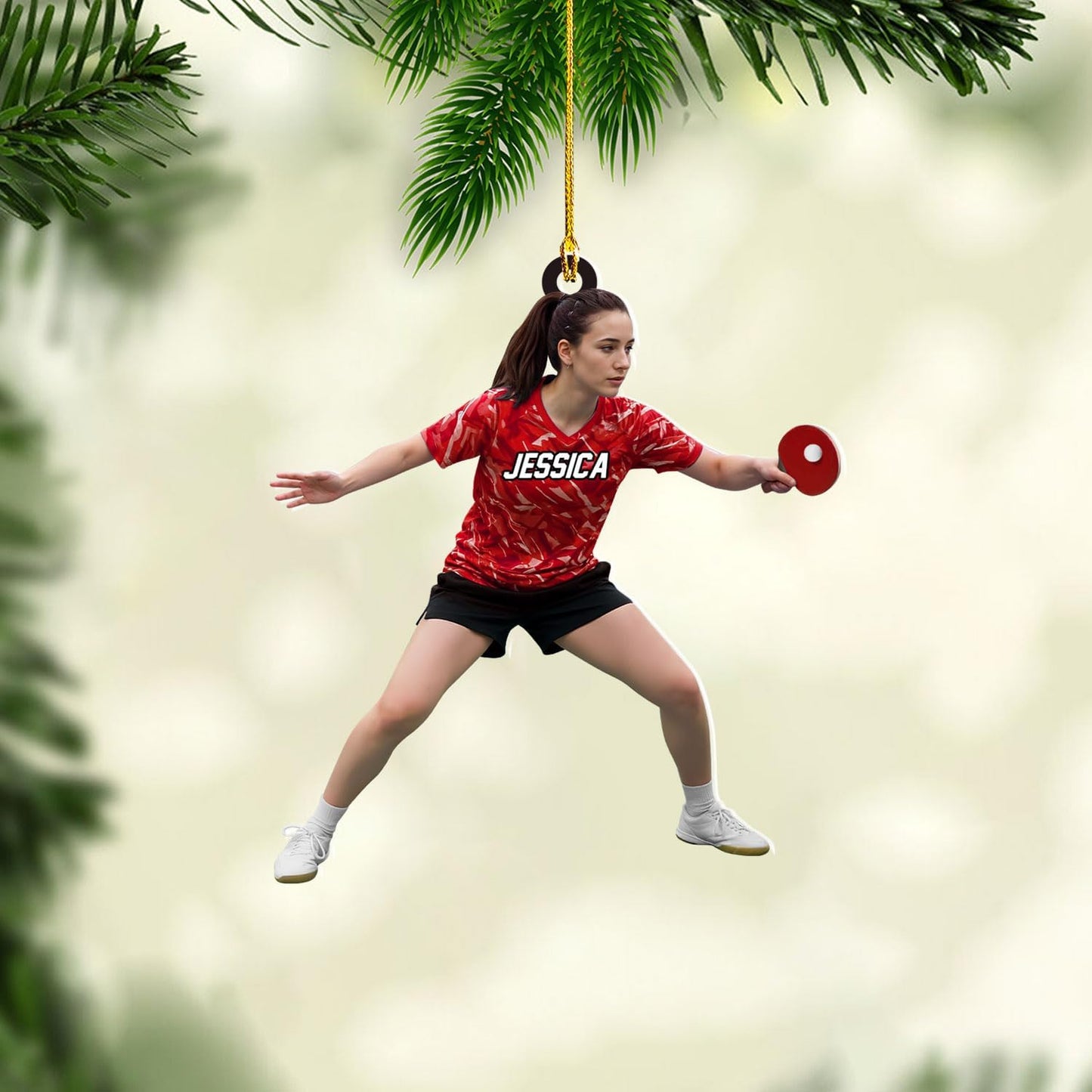 Personalized Ping Pong Ornament – Custom Acrylic 2D Flat Table Tennis Christmas Gift, Sport Holiday Tree Decoration TT9