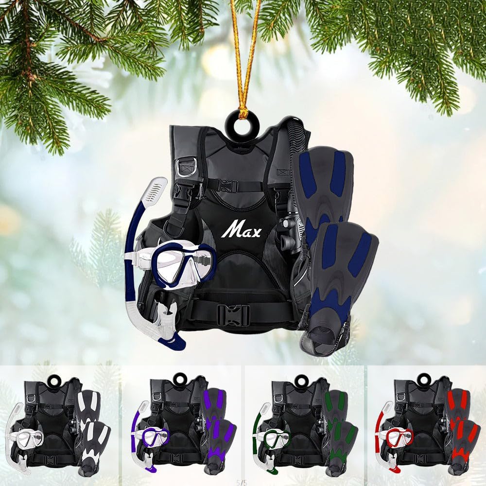 Custom Name Diving Ornament – Personalized Acrylic Scuba Diver Christmas Keepsake, Underwater Gift TSD11