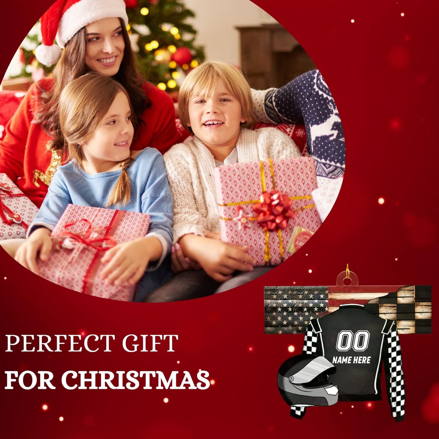 Personalized Racing Car Christmas Ornament – Custom Name Acrylic Race Car Ornament, Driver Gift, Motorsport Holiday Decoration, Car Lover Keepsake TR1