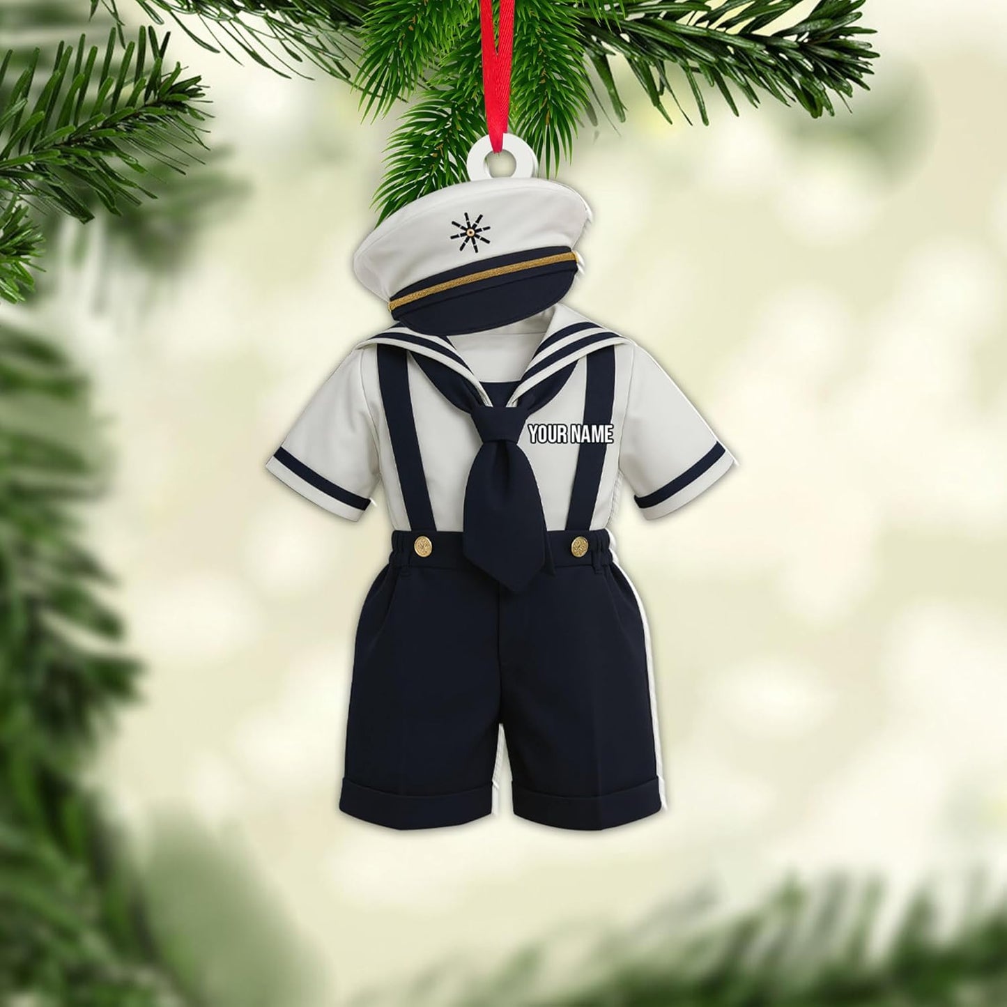 Personalized Sailor Ornament – Custom Captain Sailor Acrylic Ornament, Unique Sailing Glass Keepsake, Navy Captain Holiday Gift for Sailors TS19