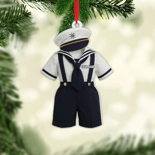 Personalized Sailor Ornament – Custom Captain Sailor Acrylic Ornament, Unique Sailing Glass Keepsake, Navy Captain Holiday Gift for Sailors TS19