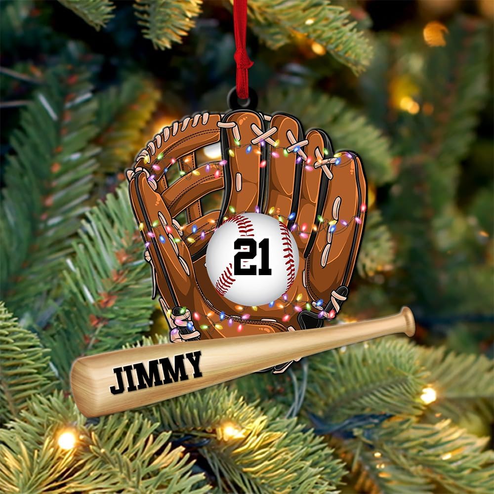 Personalized Baseball Christmas Ornament – Custom Name Acrylic Ornament, Sports Holiday Decoration, Baseball Player Gift TH4