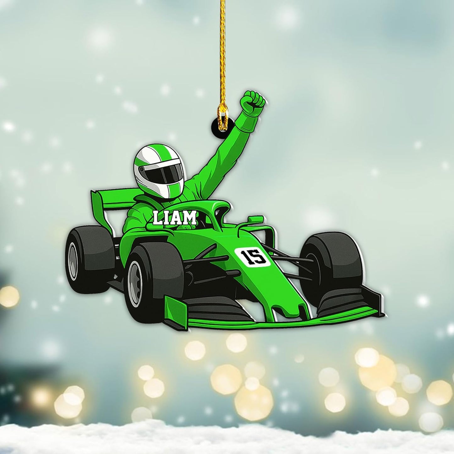 Personalized Racing Car Christmas Ornament – Custom Name Acrylic Race Car Ornament, Driver Gift, Motorsport Holiday Decoration, Car Lover Keepsake TR5