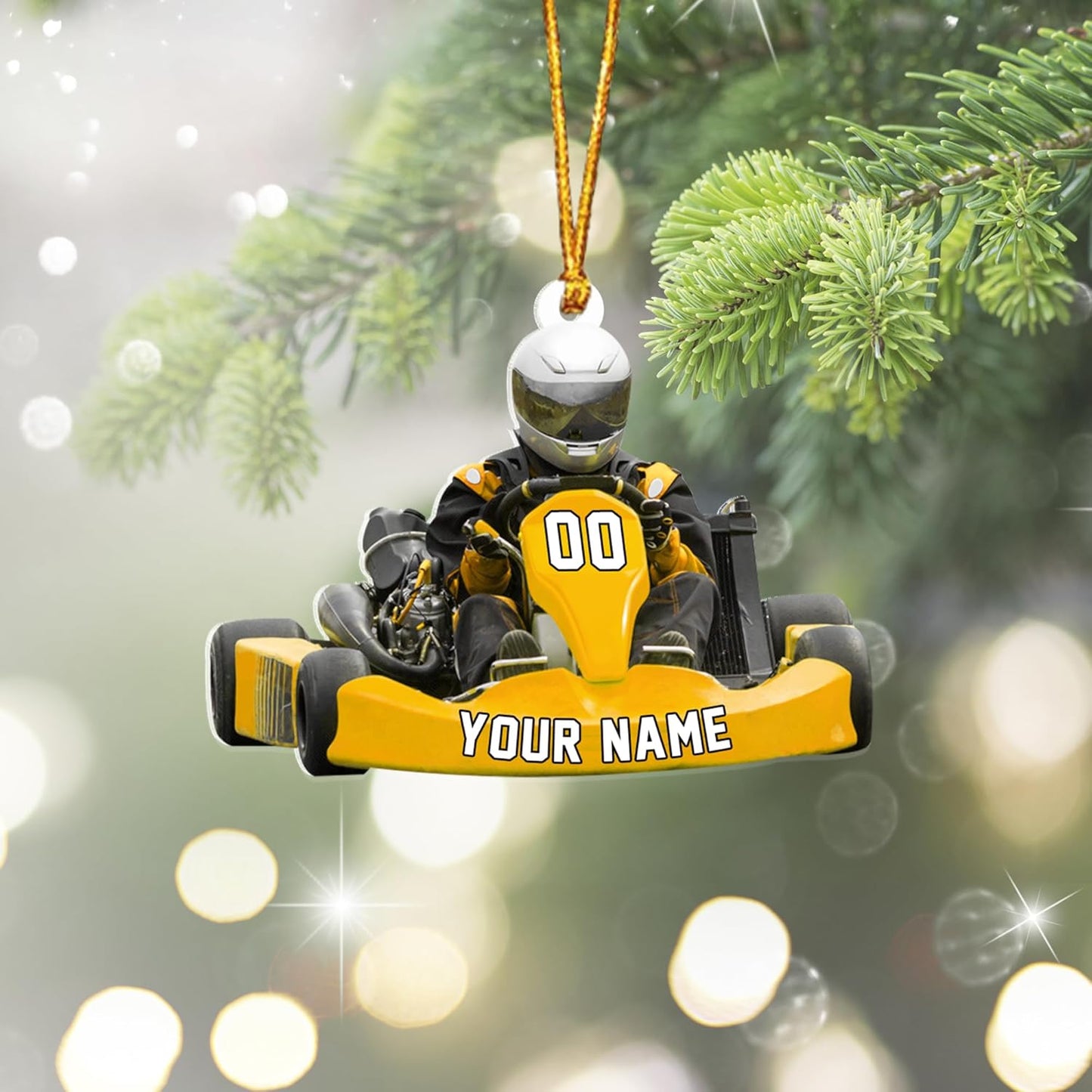 Personalized Racing Car Ornament – Custom Acrylic Drag Racing Christmas Decoration, Gift for Car Lovers and Drivers TR23