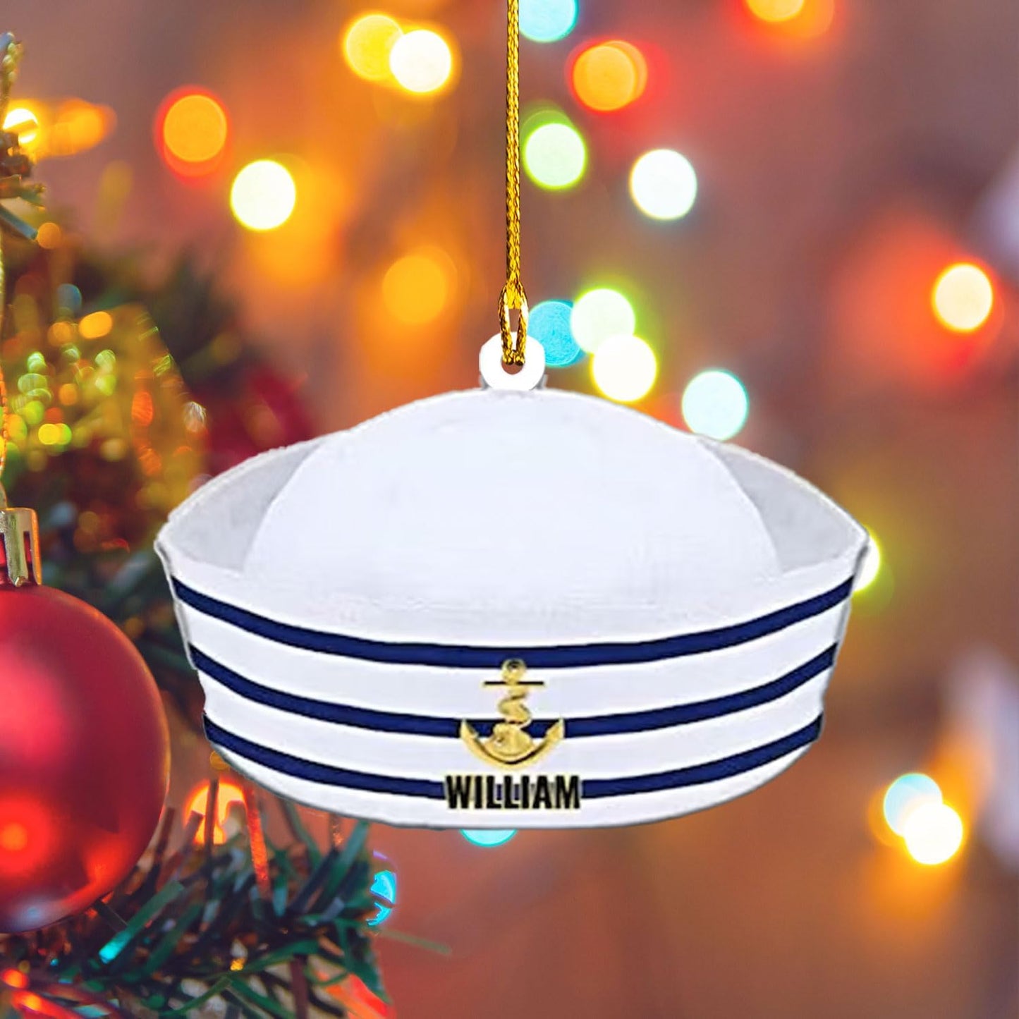 Custom Name Sailor Ornament – Personalized Captain Acrylic Sailing Ornament, Nautical Christmas Tree Decoration for Navy Lovers TS23