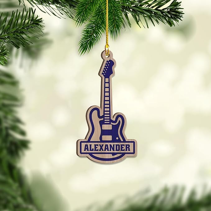 Custom Electric and Acoustic Guitar Christmas Ornament - Guitar Ornament Gift LL18