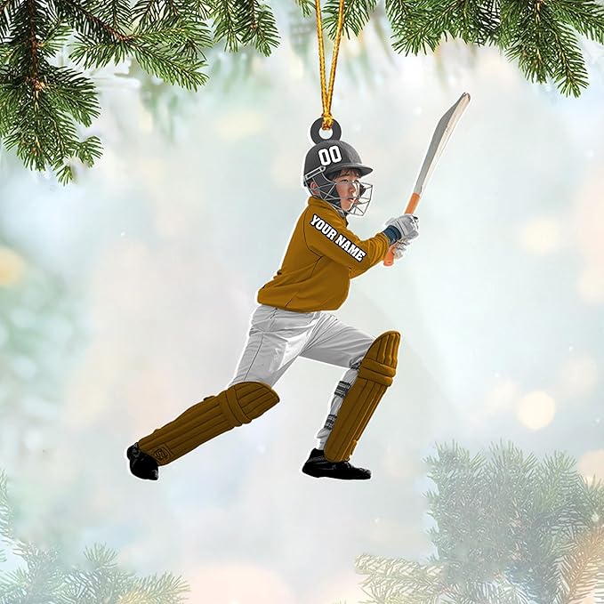 Personalized Cricket Christmas Ornament 2025, Custom Cricket Bat Ornament N14