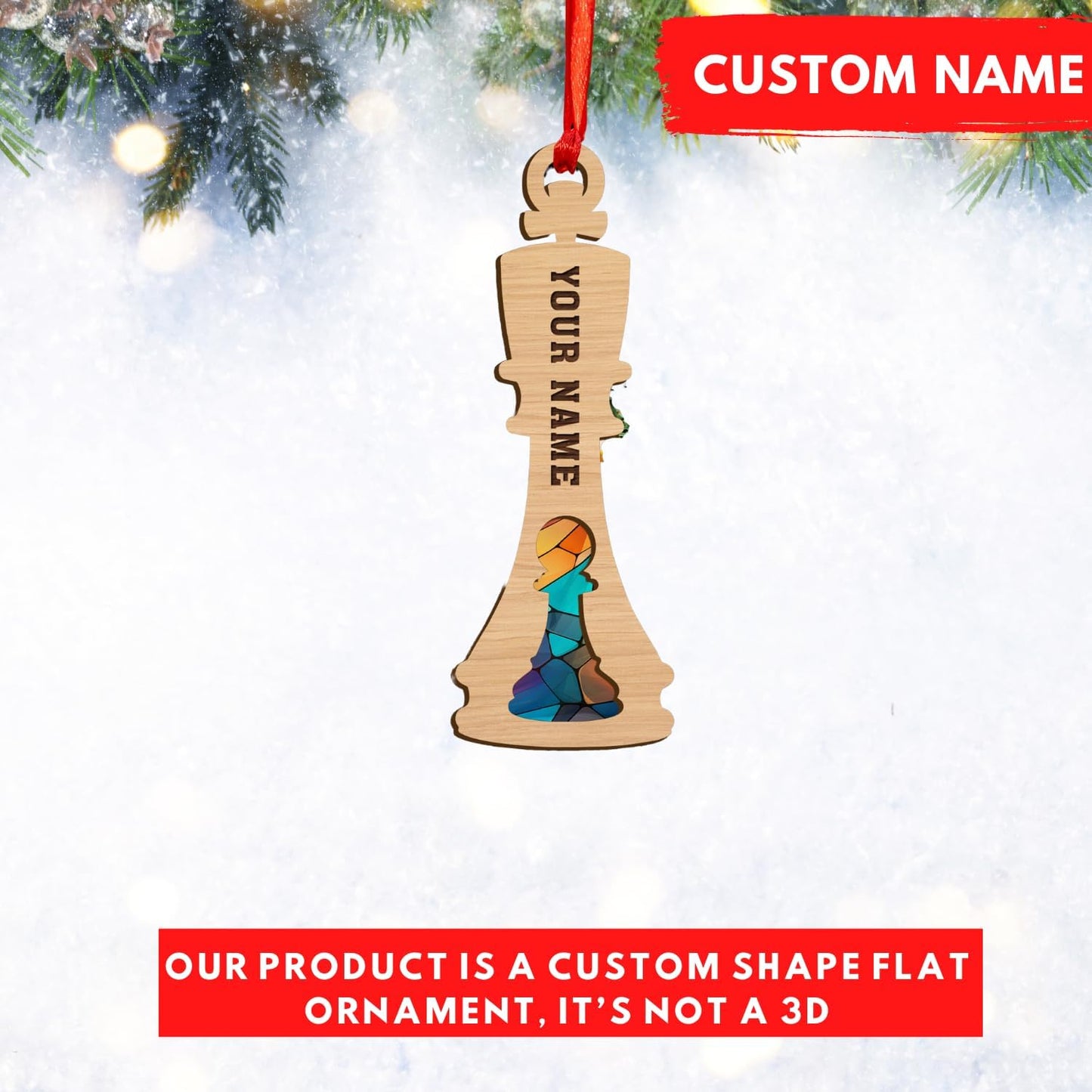 Personalized Name Chess Ornament Gift for Men Women Chess Team Player N06