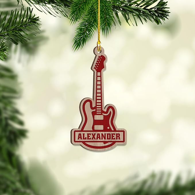 Custom Electric and Acoustic Guitar Christmas Ornament - Guitar Ornament Gift LL18