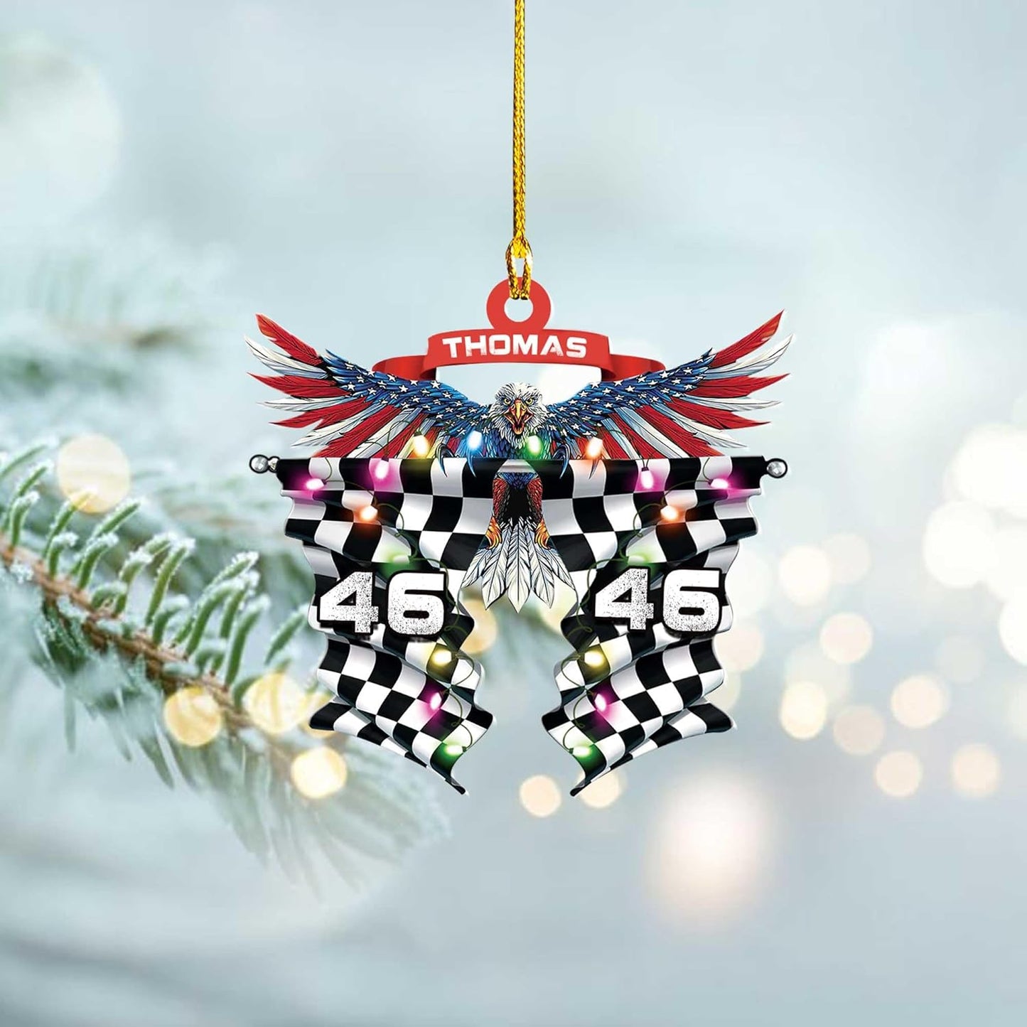 Personalized Racing Car Ornament – Custom Acrylic Drag Racing Christmas Decoration, Gift for Car Lovers and Drivers TR28