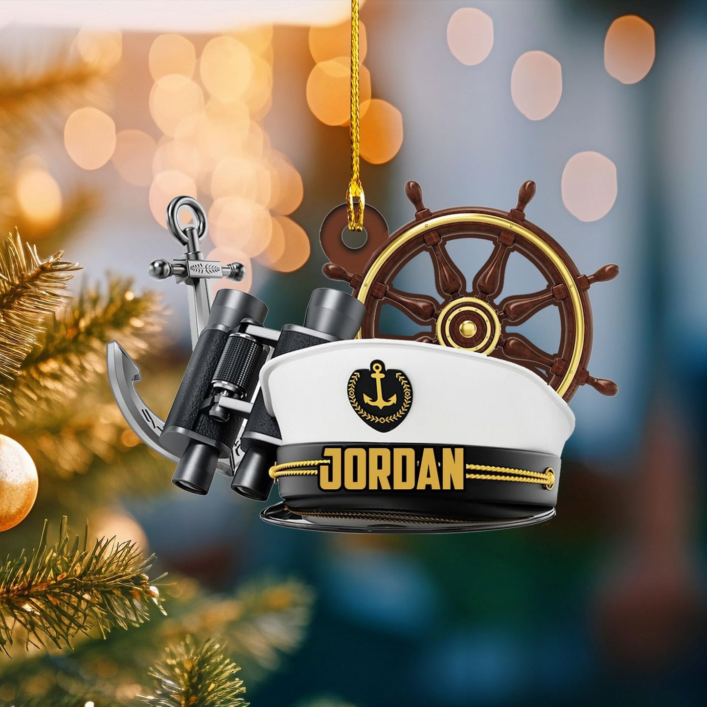 Custom Name Sailor Ornament – Personalized Captain Acrylic Sailing Ornament, Nautical Christmas Tree Decoration for Navy Lovers TS30