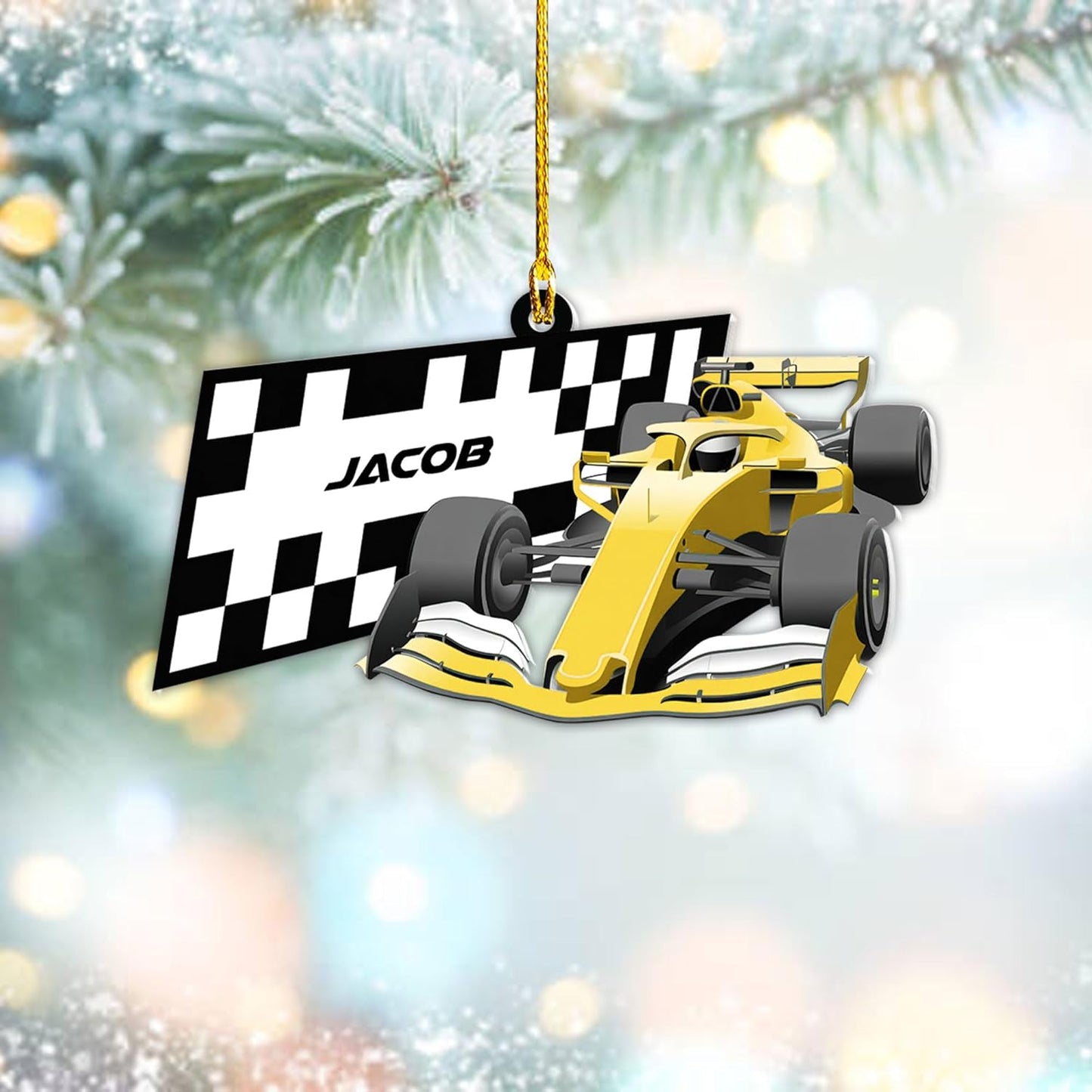 Personalized Racing Car Christmas Ornament – Custom Name Acrylic Race Car Ornament, Driver Gift, Motorsport Holiday Decoration, Car Lover Keepsake TR3