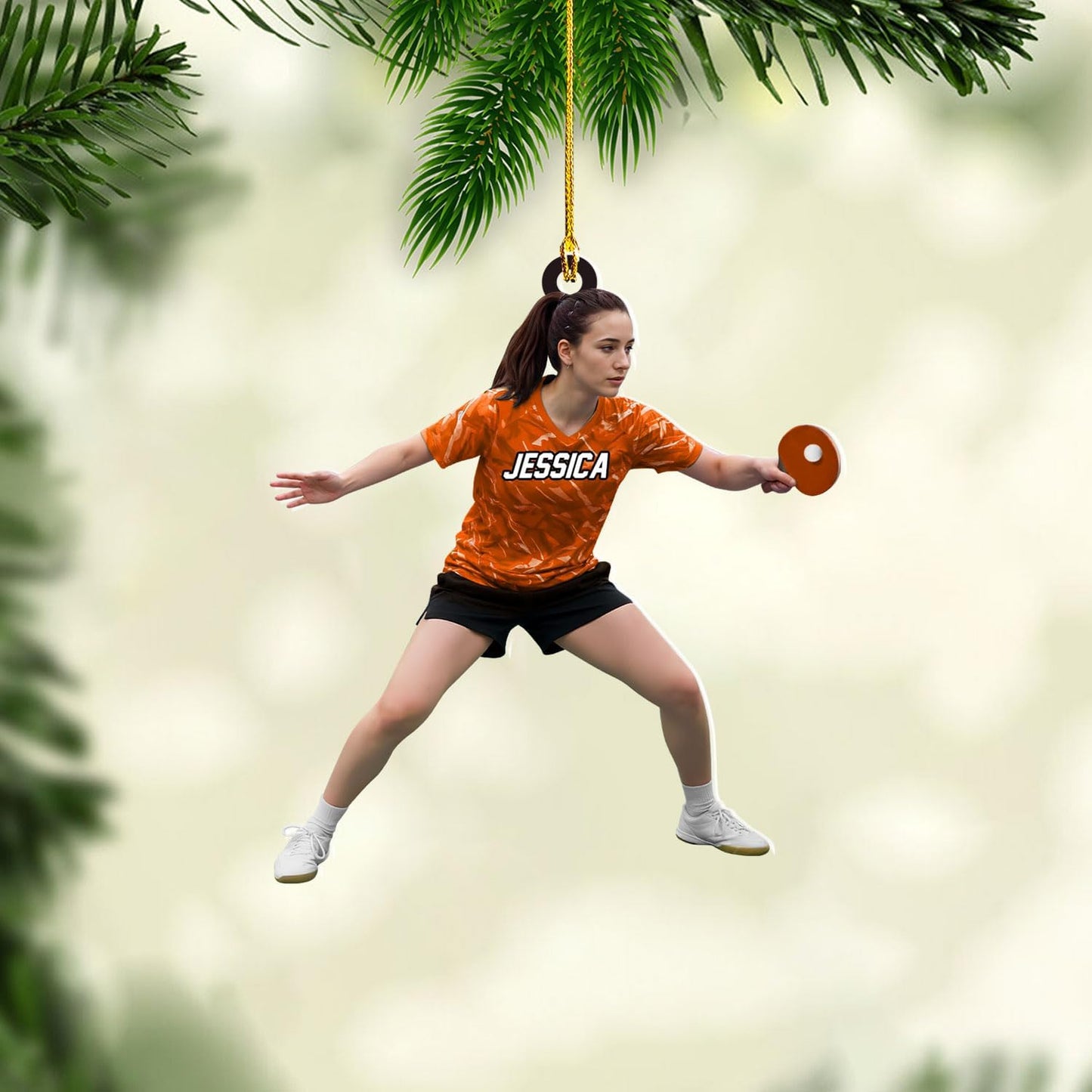 Personalized Ping Pong Ornament – Custom Acrylic 2D Flat Table Tennis Christmas Gift, Sport Holiday Tree Decoration TT9
