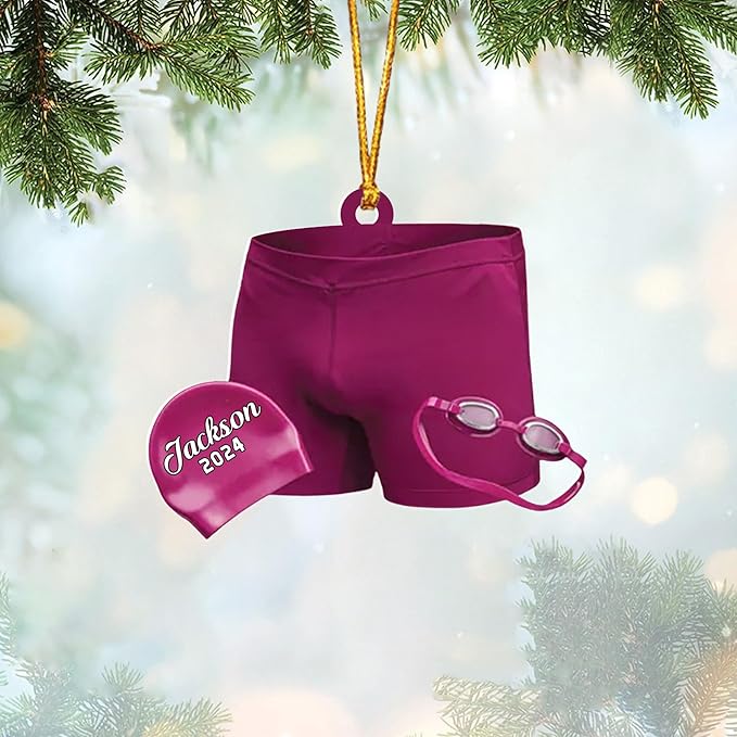 Personalized Swimming Ornament - Custom Swimmer Christmas Gift for Boys, Girls & Pool Lovers LL17