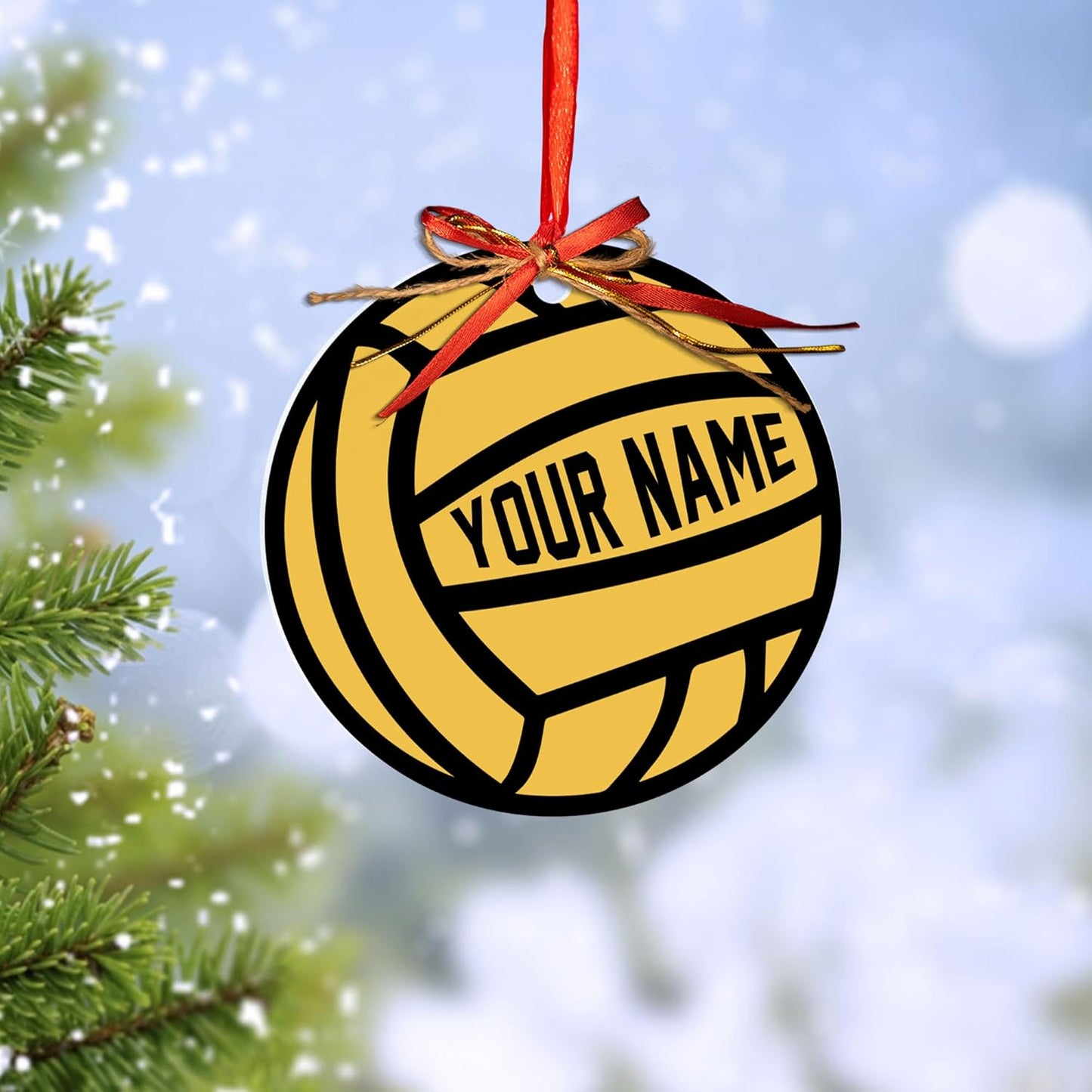 Custom Name Water Polo Ball Christmas Ornament – Personalized Water Polo Ball Ornament, Sport Holiday Tree Decoration, Gift for Water Polo Players TW2