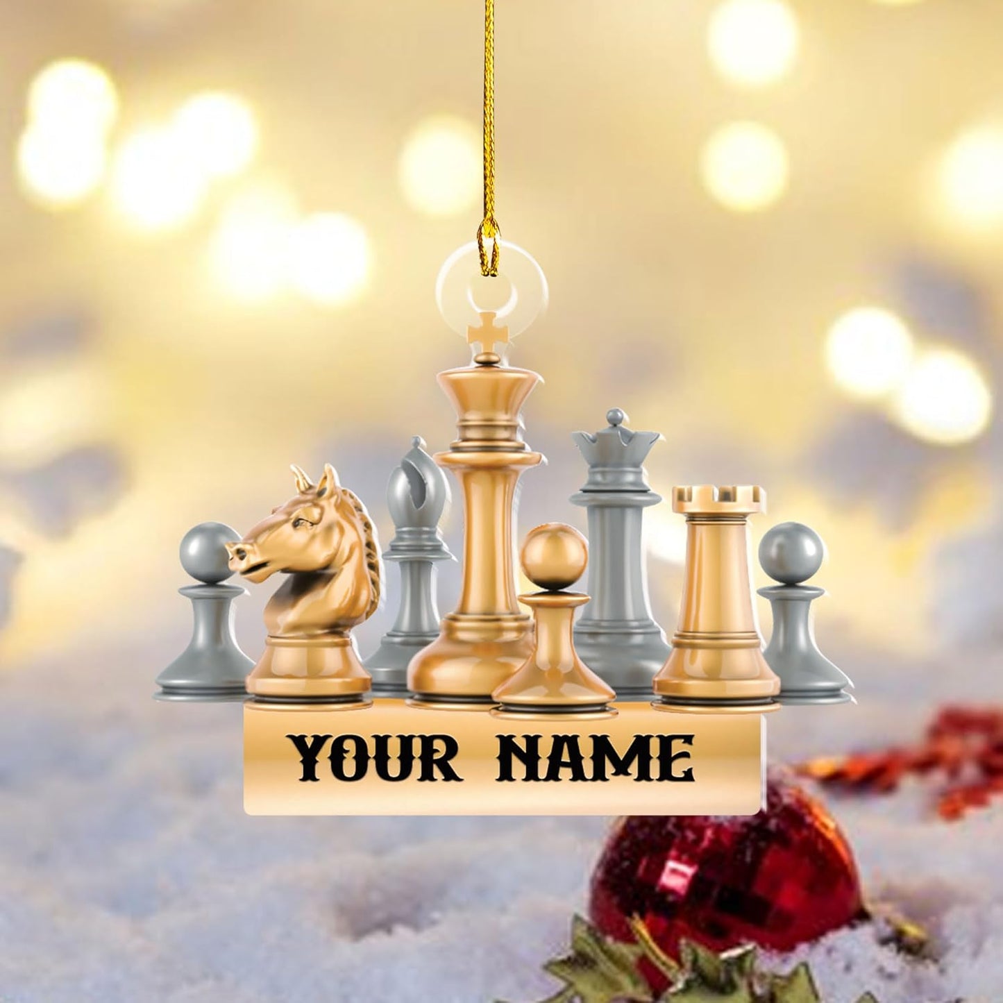 Personalized Name Chess Ornament Gift for Men Women Chess Team Player N28
