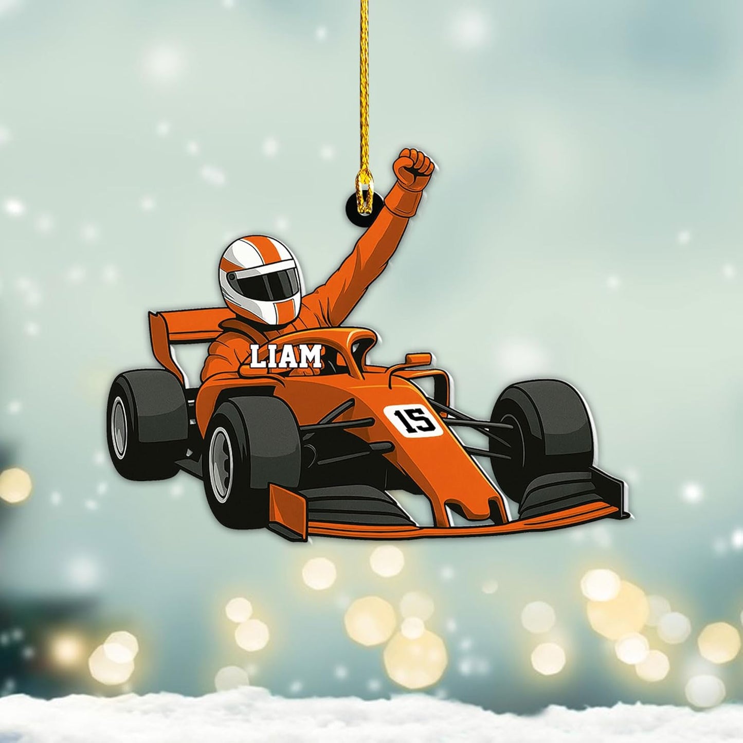 Personalized Racing Car Christmas Ornament – Custom Name Acrylic Race Car Ornament, Driver Gift, Motorsport Holiday Decoration, Car Lover Keepsake TR5