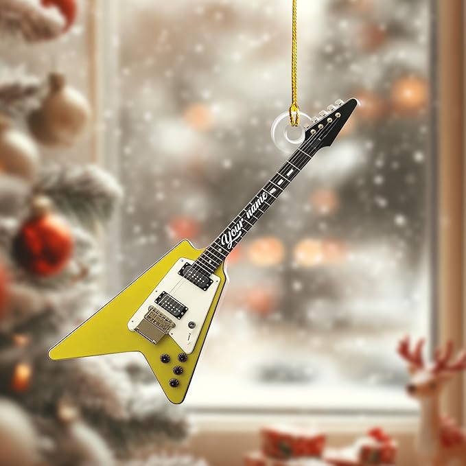 Personalized Electric and Acoustic Guitar Christmas Ornament - Guitar Ornament Gift LL32