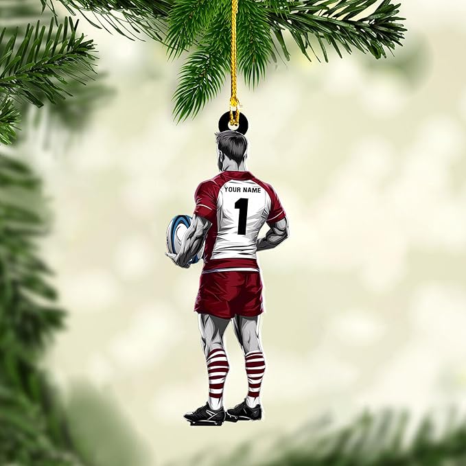 Custom Rugby Player Christmas Gift for Sports Lovers - Rugby Ornament LL28