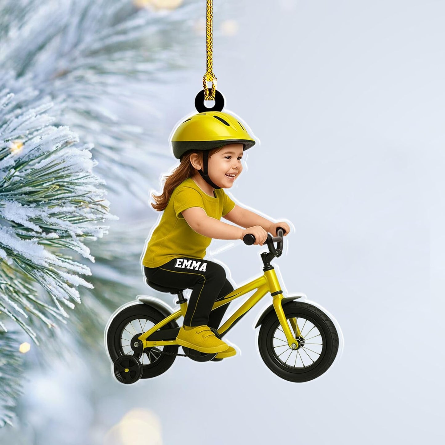 Custom Name Cycling Acrylic Ornament – Personalized Bike Gift, Christmas Tree Keepsake for Cycling Enthusiasts TC34