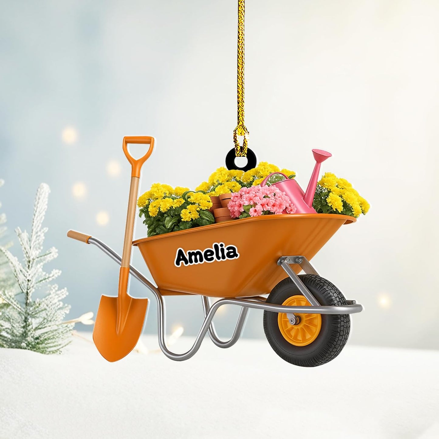 Personalized Gardening Acrylic Ornament – Custom Name Garden Tools Christmas Tree Decoration for Gardeners & Plant Lovers TG3