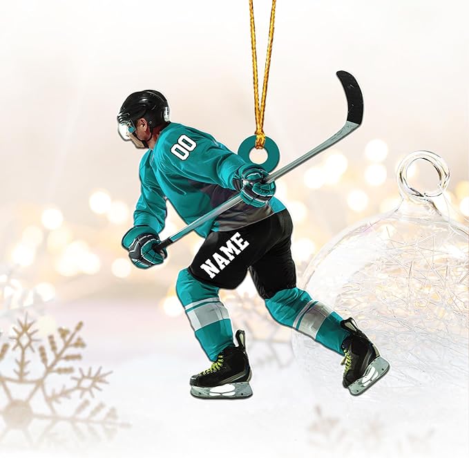 Personalized ice Hockey Ornament N36