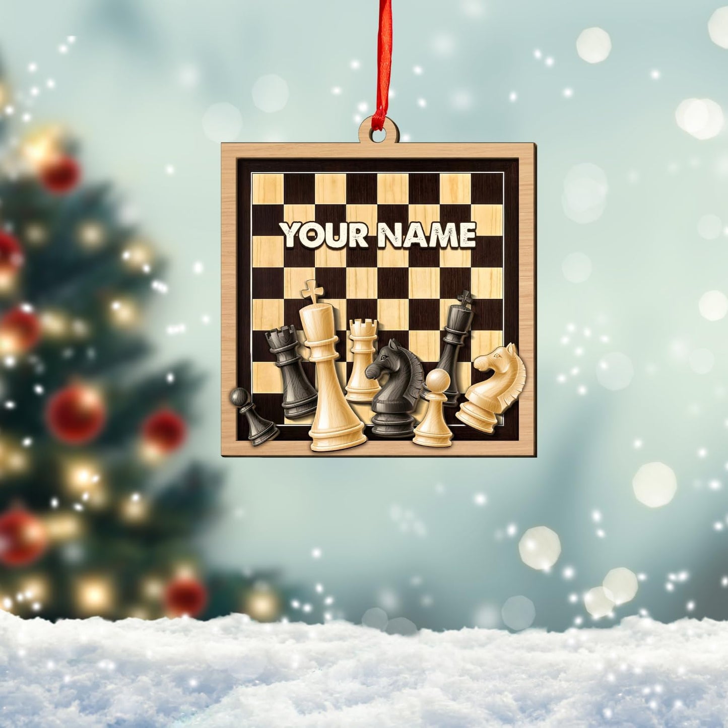 Personalized Name Chess Ornament Gift for Men Women Chess Team Player N08