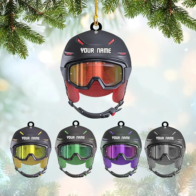 Personalized Snow Skiing Ornament, Custom Colored Skiing Mask Shape Ornament N30