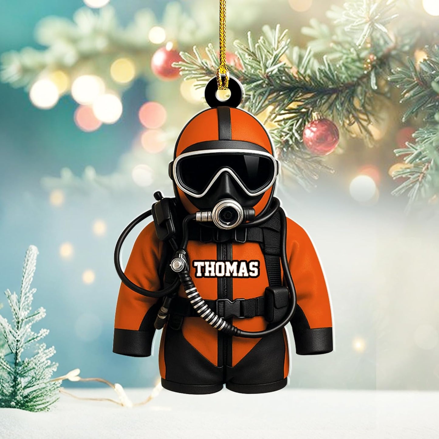 Custom Name Diving Ornament – Personalized Acrylic Scuba Diver Christmas Keepsake, Underwater Gift TSD22