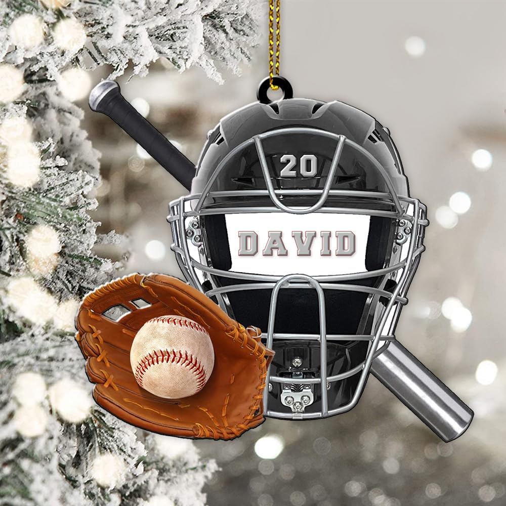 Personalized Baseball Christmas Ornament – Custom Name Acrylic Ornament, Sports Holiday Decoration, Baseball Player Gift TH10
