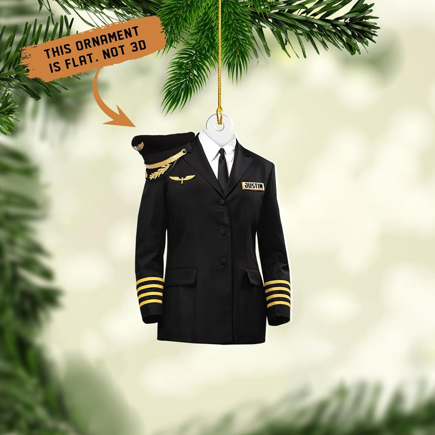 Custom Name Pilot Uniform Christmas Ornament Style 3