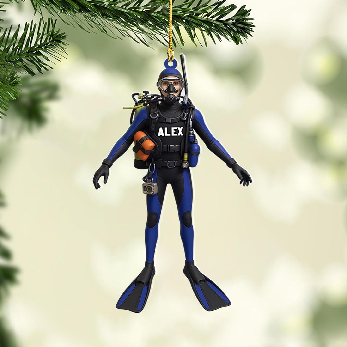 Custom Scuba Diver Ornament – Personalized Acrylic Christmas Tree Decoration, Gift for Divers and Swimmers TSD25