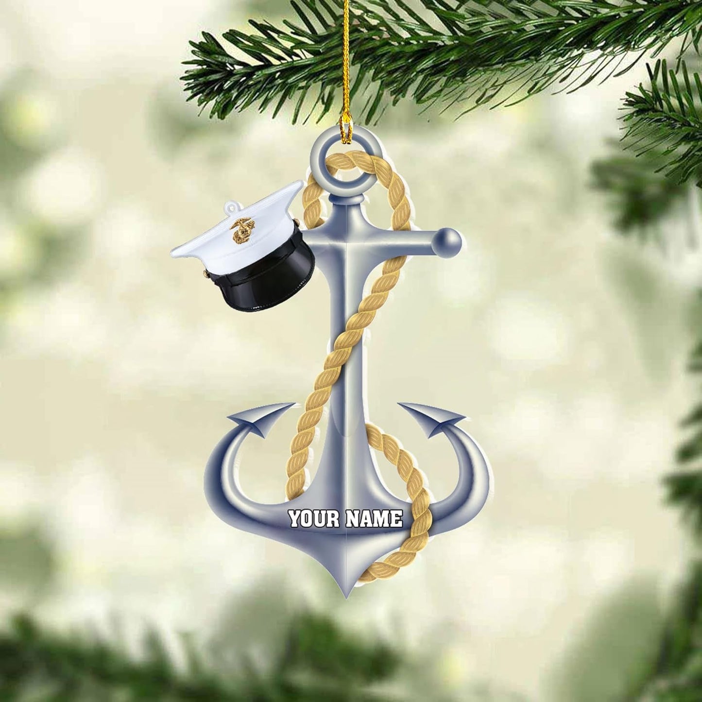Custom Name Sailor Ornament – Personalized Captain Acrylic Sailing Ornament, Nautical Christmas Tree Decoration for Navy Lovers TS36